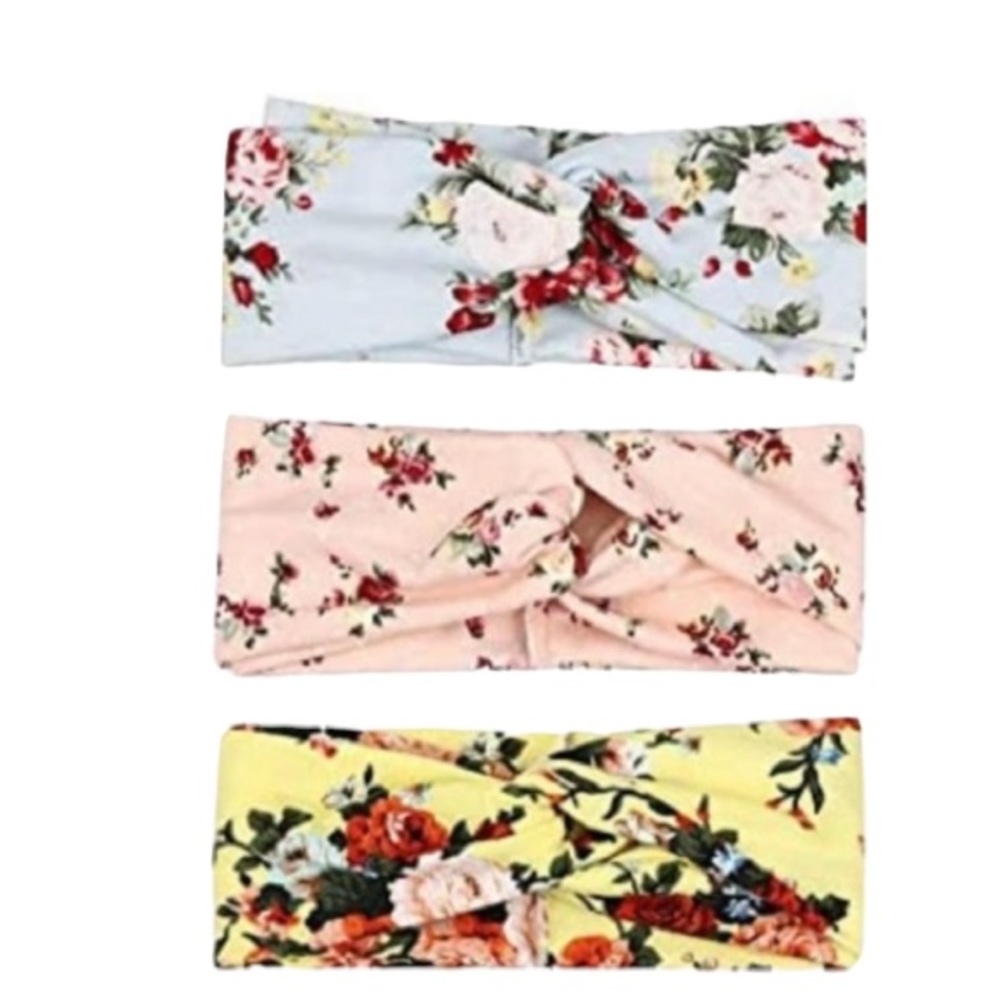 PACK of 3 Boho Floral Style Criss Cross Head Wrap - Picture 2 of 5